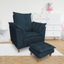 Ver imagem 2 de Poltrona de Amamentação com Puff Laura Suede - Pallazio Azul Marinho