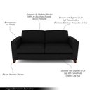 Ver imagem 4 de Sofá Sala de Estar Living 3 Lugares 220cm Presley Pés Madeira Veludo Preto G52 - Gran Belo