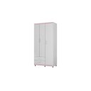 Ver imagem 1 de Roupeiro / Guarda Roupas Ti Solteiro 3 Portas Cor Branco / Rosa