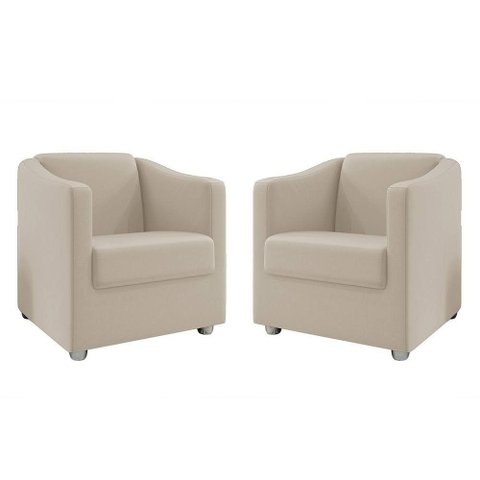 Kit 2 Poltronas Decorativa Ana Suede Pés Cromado - Pallazio Rosa