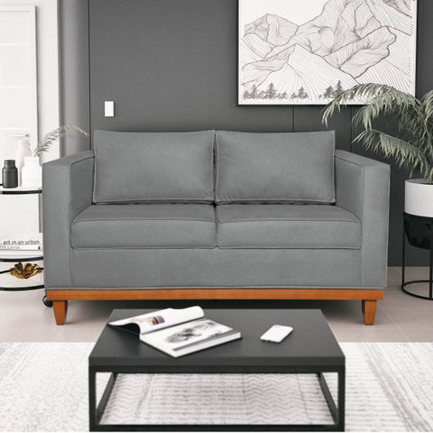 Sofá 3 Lugares Europa 180 cm Estilo Conforto e Elegância Corano Cinza - ADJ Decor