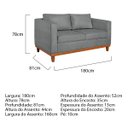 Ver imagem 3 de Sofá 3 Lugares Europa 180 cm Estilo Conforto e Elegância Corano Cinza - ADJ Decor