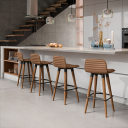 4 Meia Banquetas Línea Cozinha Sofisticada Linho Terracota - 2