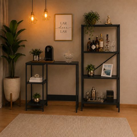 Kit Bancada Gourmet + Estante 4 Prateleiras