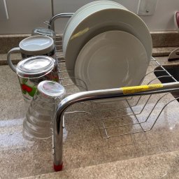 Secador Escorredor Pratos Louças 11 Pratos 5 Copos Aço Cromado Bea Decor - 4