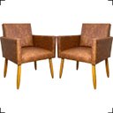 Ver imagem 1 de Kit 2 Poltronas Decorativa para Sala Recepção Consultório Nina Corino Cores Pé Palito 30 Cm Castanho