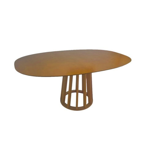 Mesa de Jantar Redonda 180x110cm Base Cone Palito em Madeira Cor Cerejeira