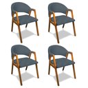 Ver imagem 1 de Cadeira Sala de Jantar em Madeira Kit 4 Yara Suede Azul Marinho D03 - D’Rossi
