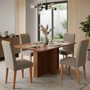 Ver imagem 2 de Mesa de Jantar Isadora Mdf com 4 Cadeiras Estofadas Linho Bege Molci