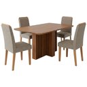 Ver imagem 1 de Mesa de Jantar Isadora Mdf com 4 Cadeiras Estofadas Linho Bege Molci