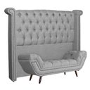 Ver imagem 1 de Conjunto Sienna Cabeceira e Recamier Queen 160 Cm Linho Cinza - LM DECOR