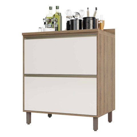 Balcão de Cozinha com Tampo 80 Cm 2 Gavetões Mel Luciane Móveis