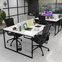 Ver imagem 2 de Estação de Trabalho Escritório 2 Lugares Industrial Netmobil - Branco
