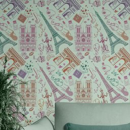 Papel De Parede Adesivo Pontos Turísticos Países Verde Lavável - 1