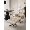 Ver imagem 1 de Poltrona Charles Eames com Puff - Couro Off-White 149 - Freijó