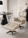 Ver imagem 1 de Poltrona Charles Eames com Puff - Couro Off-White 149 - Freijó