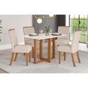 Ver imagem 1 de Conjunto: Mesa Sala Jantar Natalí C/ Tampo Madeirado C/ Vidro Reto 120x80cm e 4 Cadeiras Malu