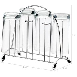 Porta Copos Aramado 6 Unidades Mesa Suporte Escorredor Aço Cromado de Bancada Utimil - 4