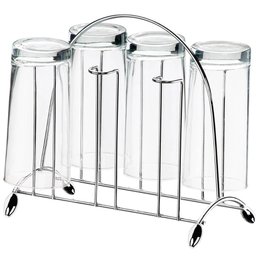 Porta Copos Aramado 6 Unidades Mesa Suporte Escorredor Aço Cromado de Bancada Utimil - 1