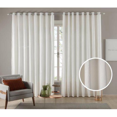 Cortina Tecido Linho 6,00M De Largura X 2,50M De Altura Palha Para Sala Ou Quarto