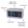 Relógio Digital Lcd Despertador de Mesa Cabeceira Quarto Idoso - Branco - 2