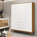 Ver imagem 1 de Guarda Roupa Infantil Classic Elfe Branco Acetinado Savana Amadeirado - Reller