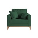 Ver imagem 3 de Poltrona Beny Decorativa com 2 Almofadas Veludo Verde Base em Madeira Maciça