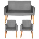 Ver imagem 1 de Conjunto de 2 Poltronas 1 Namoradeira para Clínica Confortável Resistente Salão Espaço Grande