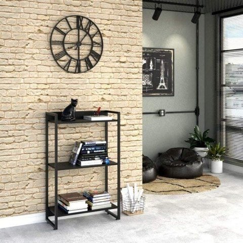 Estante para Livro Industrial 3 Prateleiras 104CMX60CM Preto/Ônix
