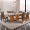 Ver imagem 1 de Mesa de Jantar Eloise 6 Lugares Retangular Vidro 180cm Off White Moderna