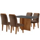 Ver imagem 2 de Sala de Jantar Mesa Olímpia 120cm Mdf Vidro Canto Reto com 4 Cadeiras Athenas Moderna