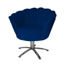 Ver imagem 2 de Poltrona Estofada Decorativa 1 Lugar Base Giratória de Metal Pétala Suede Azul Marinho - LM DECOR