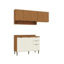Ver imagem 4 de Cozinha Modulada Completa Premium Safira 100% MDF 4 Peças Nature Off White 190x87 cm Casamia