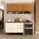 Ver imagem 1 de Cozinha Modulada Completa Premium Safira 100% MDF 4 Peças Nature Off White 190x87 cm Casamia