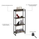 Ver imagem 4 de Estante Multiuso 4 Prateleiras 60CMX146CM Dynamica Marrom/Carvalho Dark