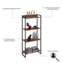 Ver imagem 4 de Estante Multiuso 4 Prateleiras 60CMX146CM Dynamica Marrom/Nogal