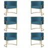 Kit 6 Poltronas Decorativa Sala de Estar Luana Base Gold Suede Azul - Montanaris Decor Md Montanaris - 1