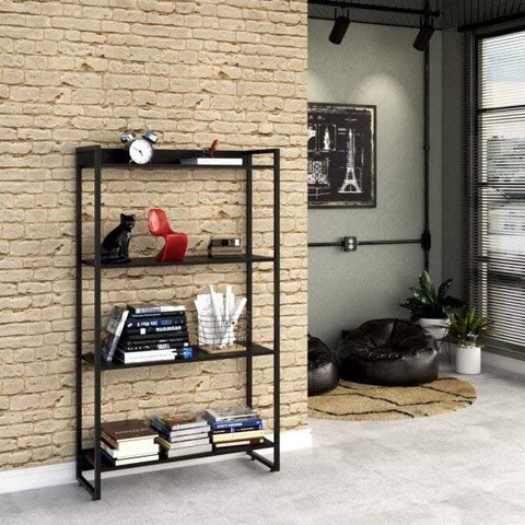 Estante Multiuso 4 Prateleiras 80CMX146CM Dynamica Preto/Ônix