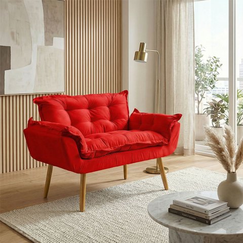 Namoradeira Decorativa Confortável para Sala Recepção Consultório Manicure Alice Suede