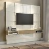 Painel TV 75" Home Theather Quadriculado 3d 2,25m com Luzes Led 100% Mdf Tb126l Pradel Móveis Dalla  - 1