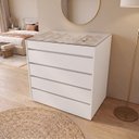 Ver imagem 1 de Cômoda 5 Gavetas com Organizador Tampo Vidro Belize Branco