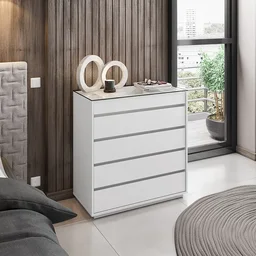 Cômoda 5 Gavetas com Organizador Tampo Vidro Belize  - 2