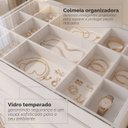 Ver imagem 5 de Cômoda 5 Gavetas com Organizador Tampo Vidro Belize Branco
