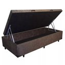 Ver imagem 1 de Cama Box Baú Blindado Solteirão King Design Suede Marrom 96x203x41