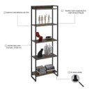 Ver imagem 4 de Estante Multiuso 5 Prateleiras 60CMX187CM Dynamica Marrom/Carvalho Dark