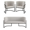 Ver imagem 1 de Kit Sofá 2 Lugares + 2 Poltronas Corino Preto Bege