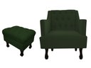Ver imagem 1 de Kit Poltrona Decorativa Julia + Puff Luis Xv Suede Verde Pés Madeira Ms Decor