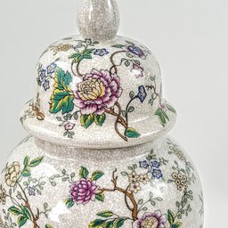 Potiche Porcelana Floral Colorido Craquelê 37cm Decoração - 7