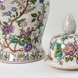Potiche Porcelana Floral Colorido Craquelê 37cm Decoração - 6