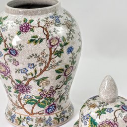 Potiche Porcelana Floral Colorido Craquelê 37cm Decoração - 5